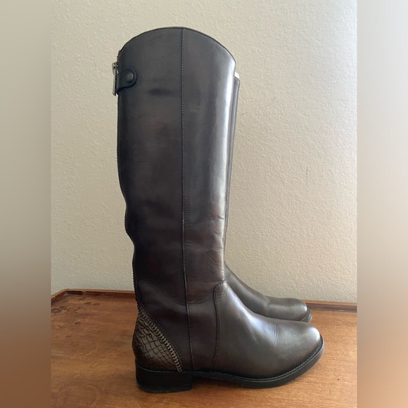 Arturo Chiang Falicity Tall Riding Boots Brown Zipper Detail Size 7.5 - Picture 3 of 15